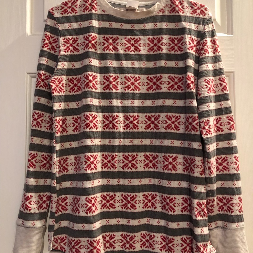Stars Above Women's Beige and Red Patterned Crewneck Sweater - Picture 1 of 4